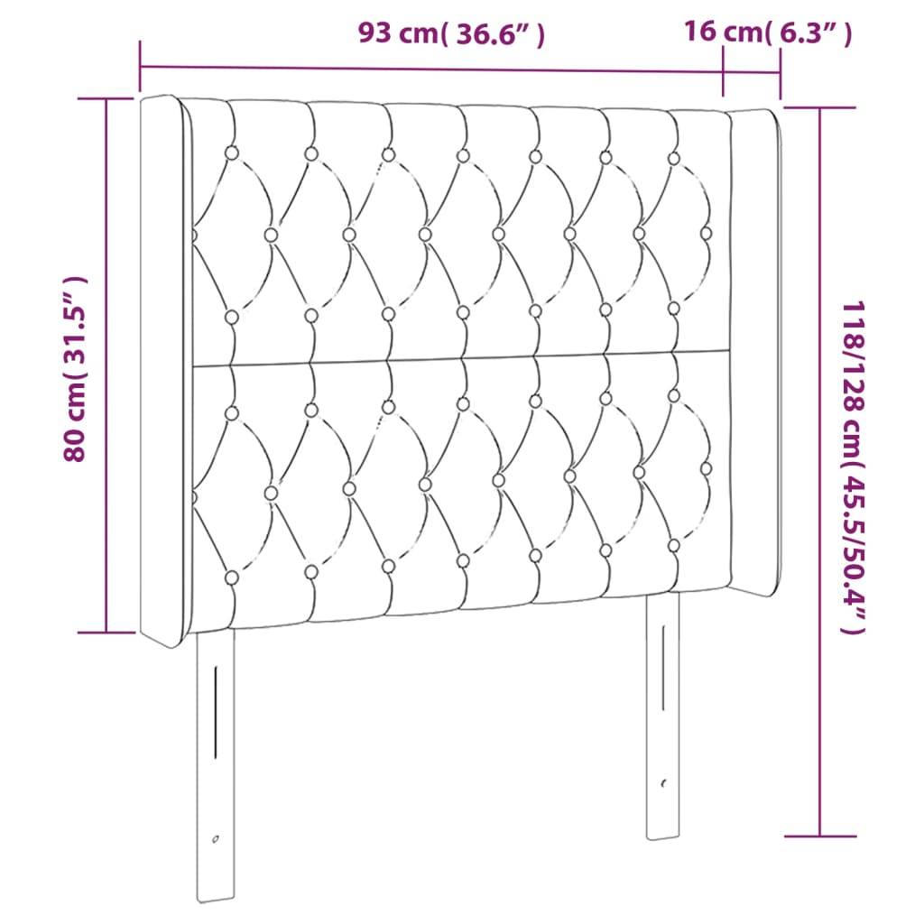 vidaXL LED Kopfteil Dunkelgrau 93x16x118/128 cm Samt
