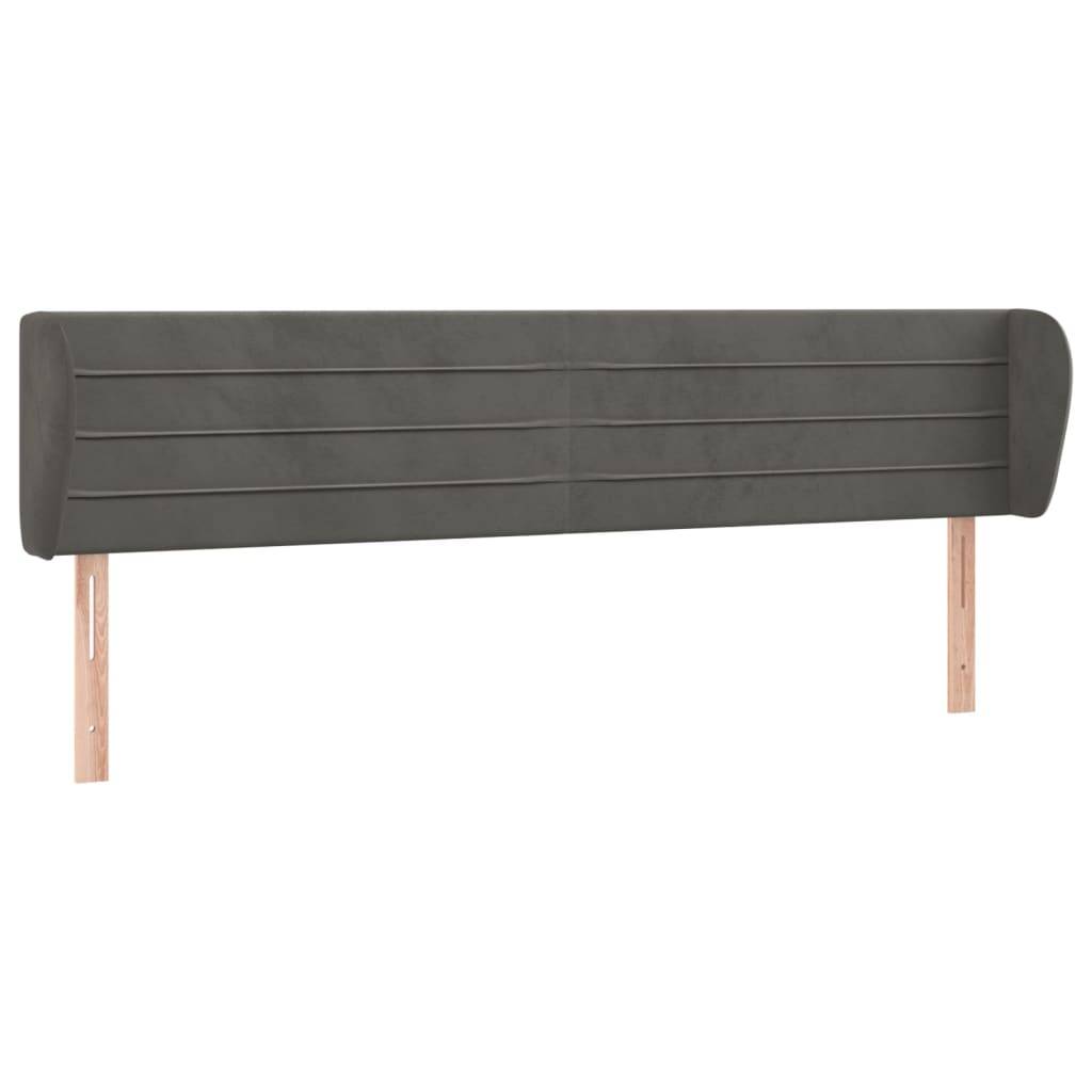 vidaXL Kopfteil mit Ohren Dunkelgrau 163x23x78/88 cm Samt