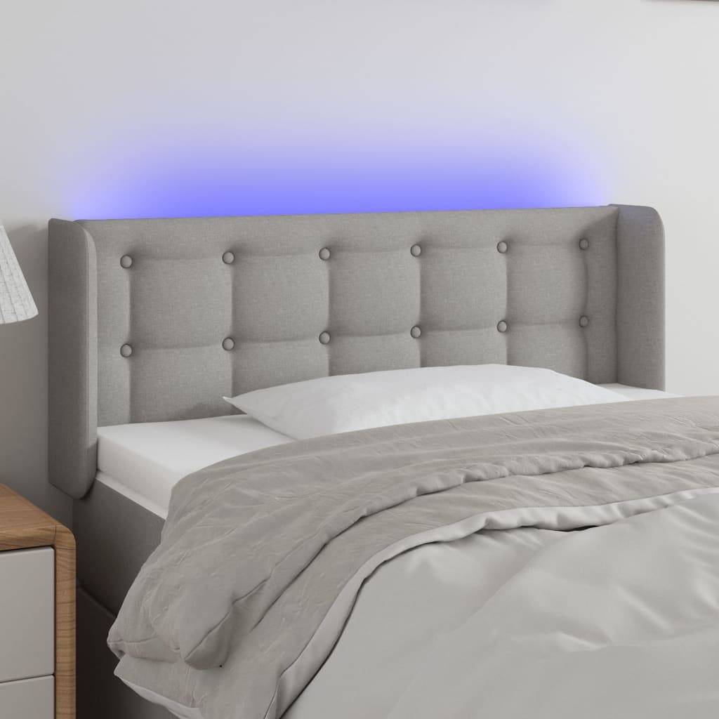 vidaXL LED Kopfteil Hellgrau 103x16x78/88 cm Stoff