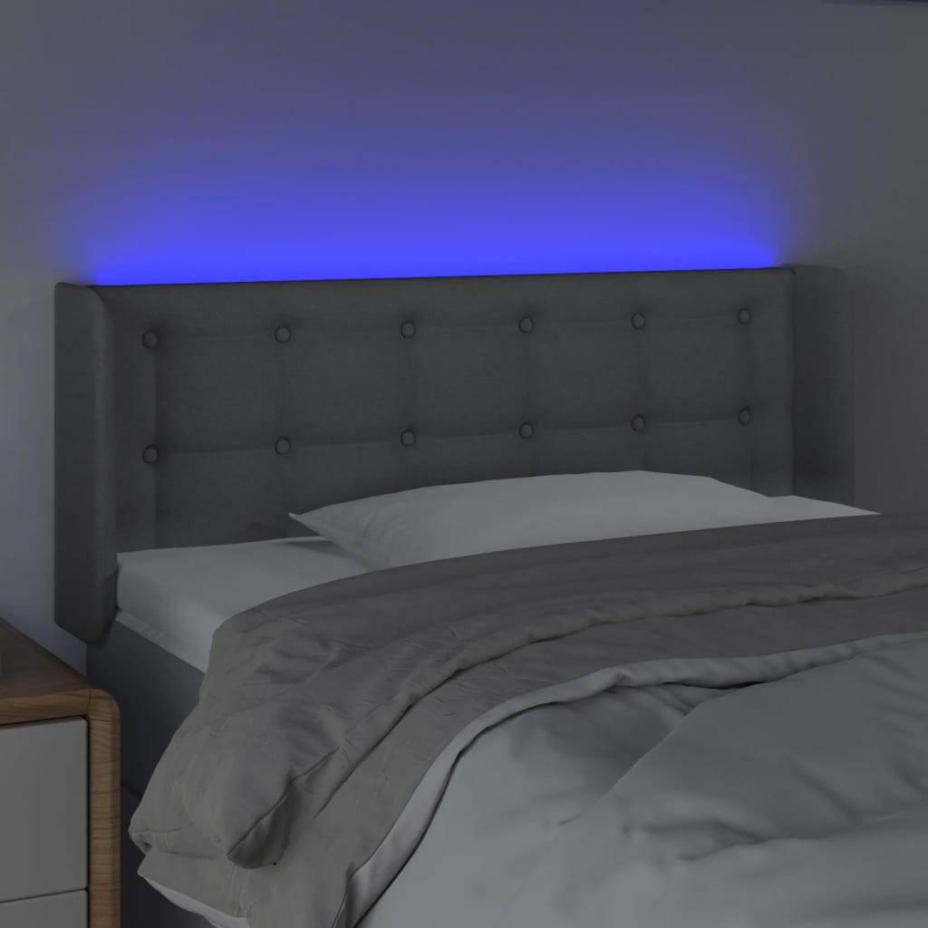 vidaXL LED Kopfteil Hellgrau 103x16x78/88 cm Stoff