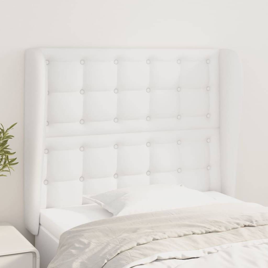 vidaXL Kopfteil mit Ohren Weiß 103x23x118/128 cm Kunstleder