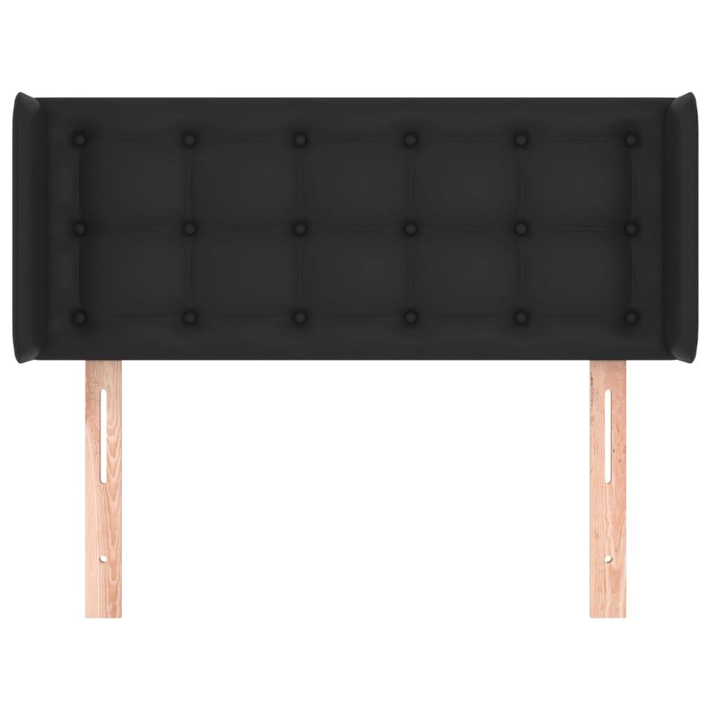 vidaXL Kopfteil mit Ohren Schwarz 93x16x78/88 cm Kunstleder