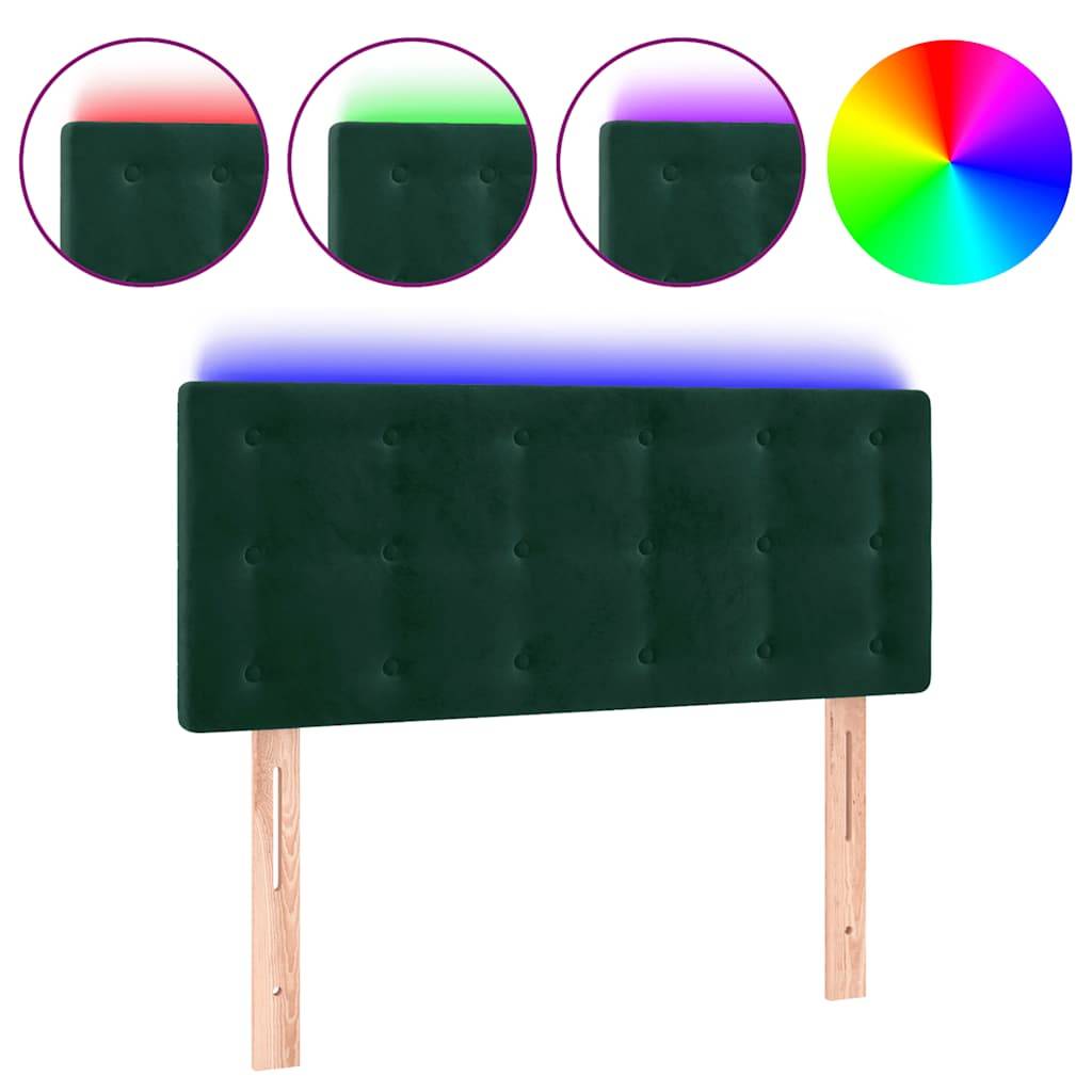 vidaXL LED Kopfteil Dunkelgrün 100x5x78/88 cm Samt