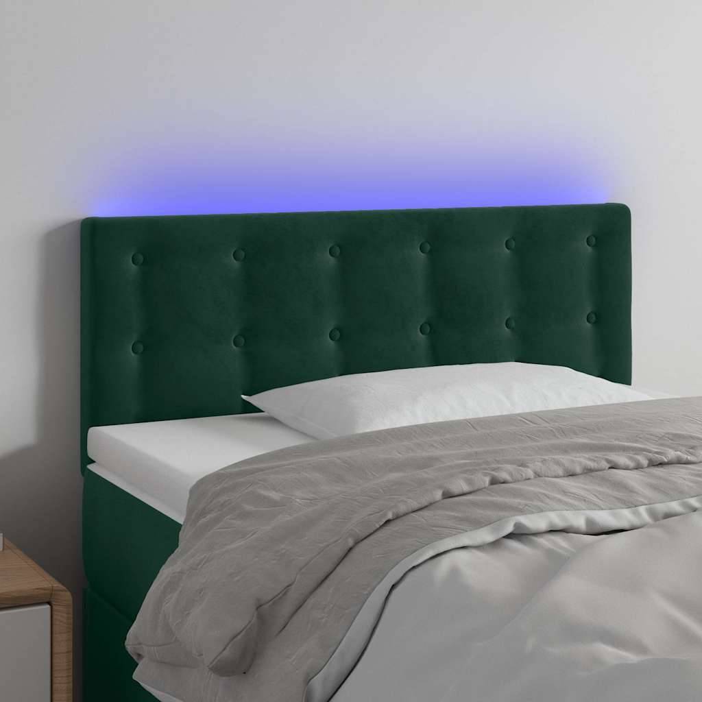 vidaXL LED Kopfteil Dunkelgrün 100x5x78/88 cm Samt