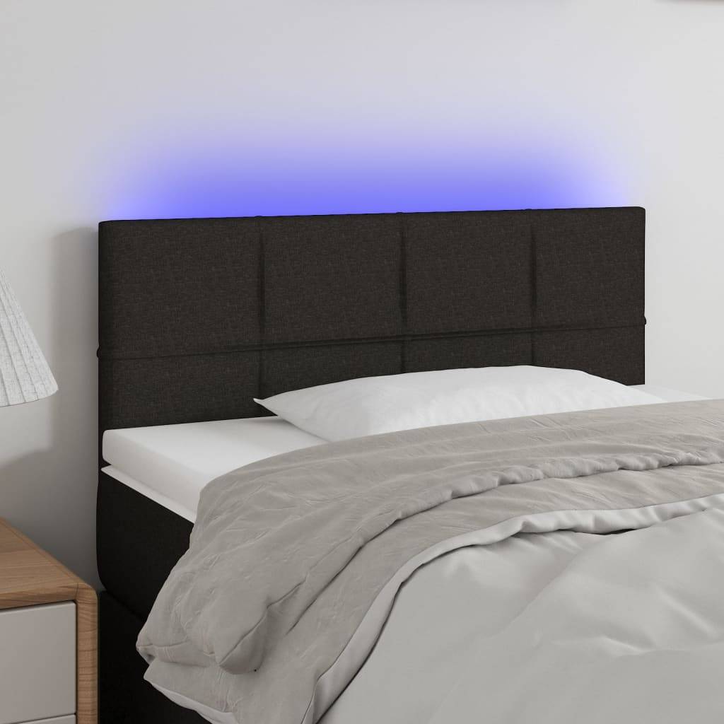 vidaXL LED Kopfteil Schwarz 90x5x78/88 cm Stoff