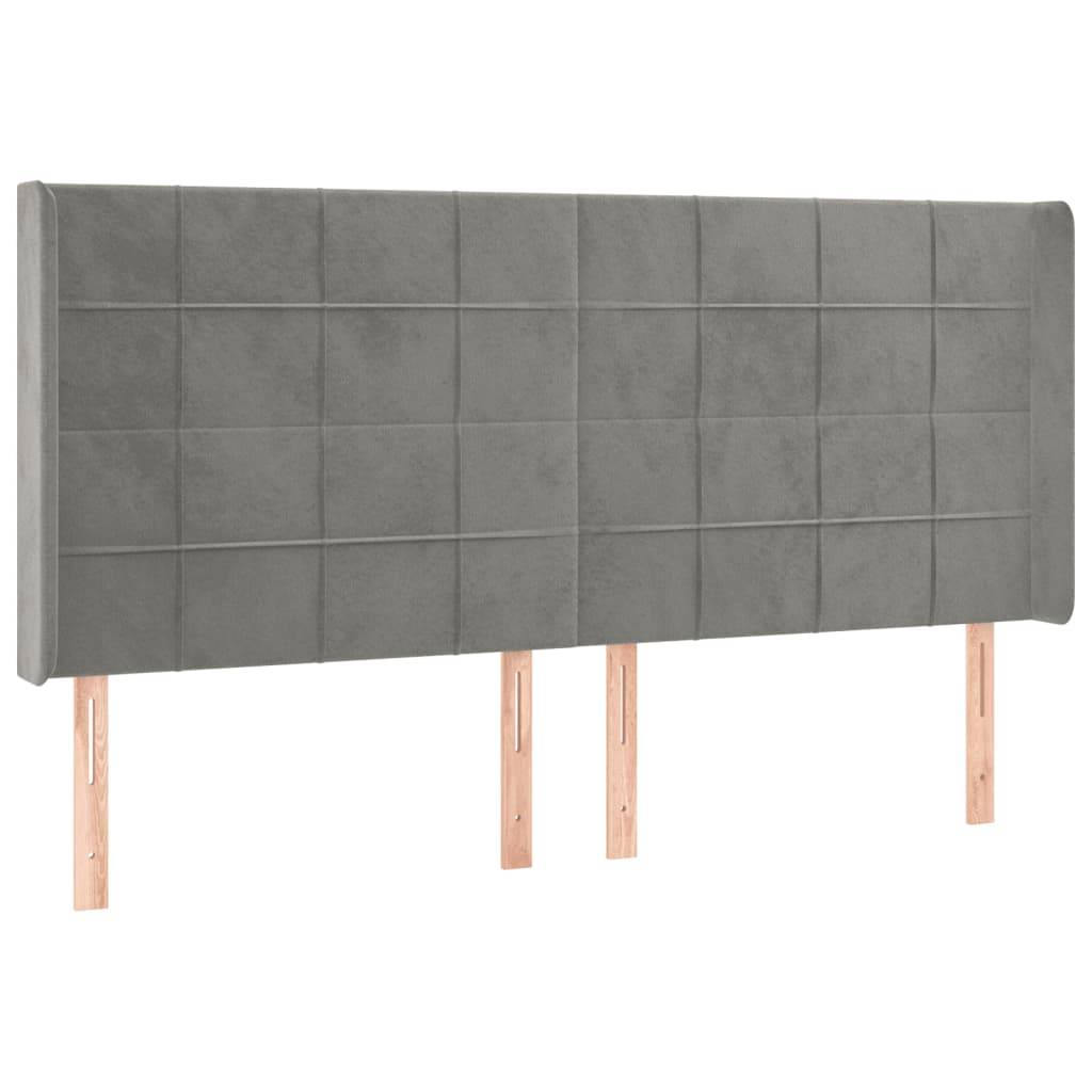 vidaXL LED Kopfteil Hellgrau 203x16x118/128 cm Samt