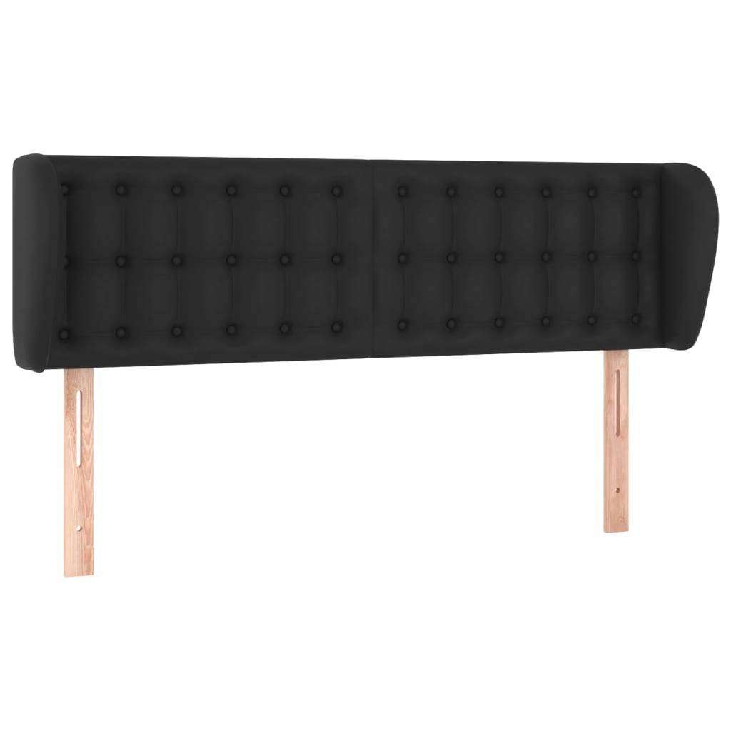 vidaXL Kopfteil mit Ohren Schwarz 147x23x78/88 cm Kunstleder