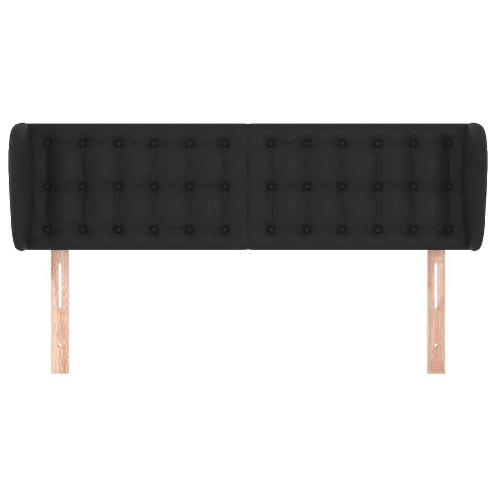 vidaXL Kopfteil mit Ohren Schwarz 147x23x78/88 cm Kunstleder