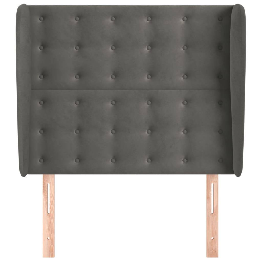 vidaXL Kopfteil mit Ohren Dunkelgrau 83x23x118/128 cm Samt