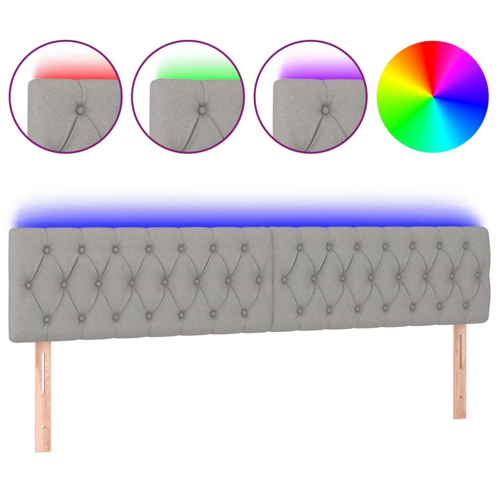 vidaXL LED Kopfteil Hellgrau 200x7x78/88 cm Stoff