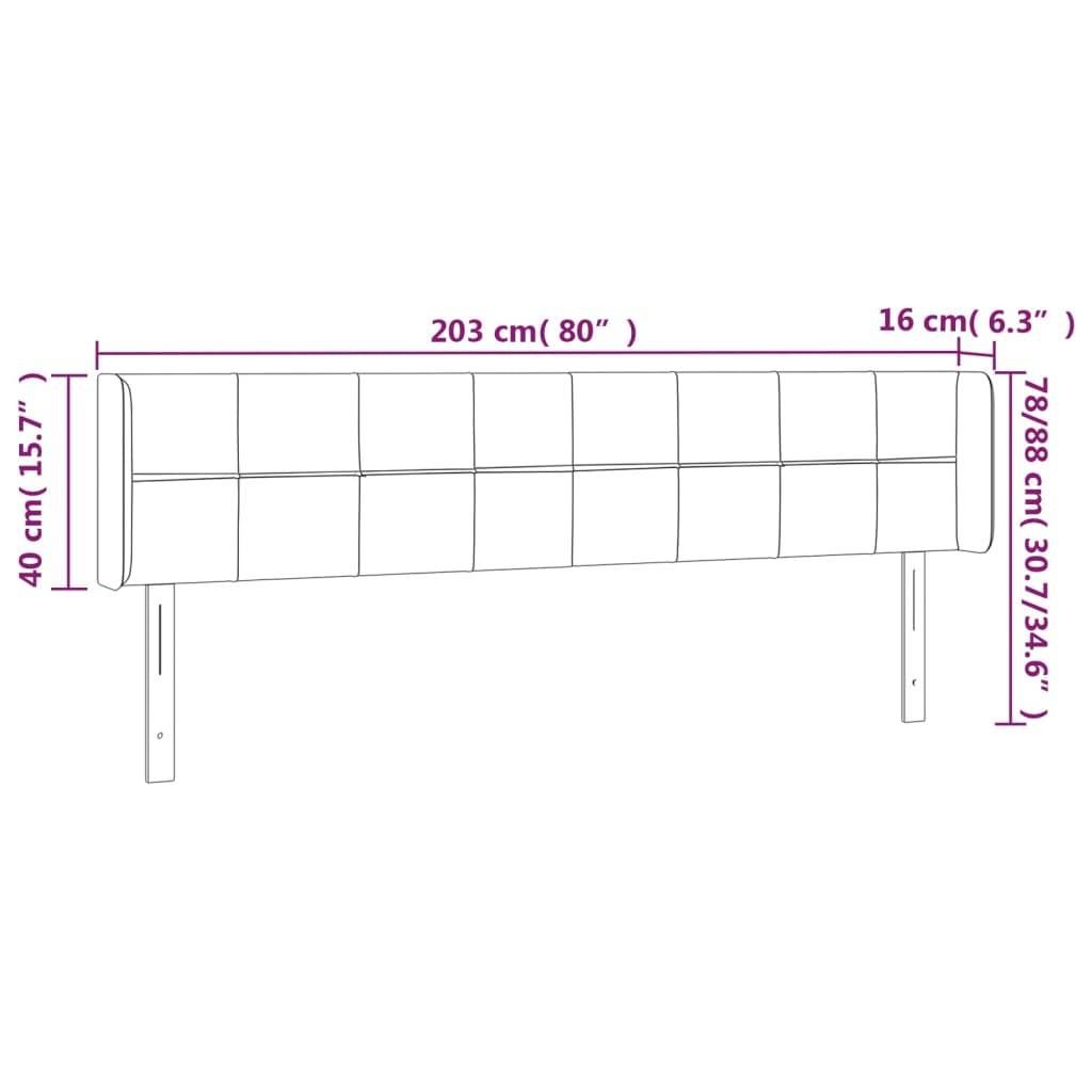 vidaXL LED Kopfteil Dunkelbraun 203x16x78/88 cm Stoff