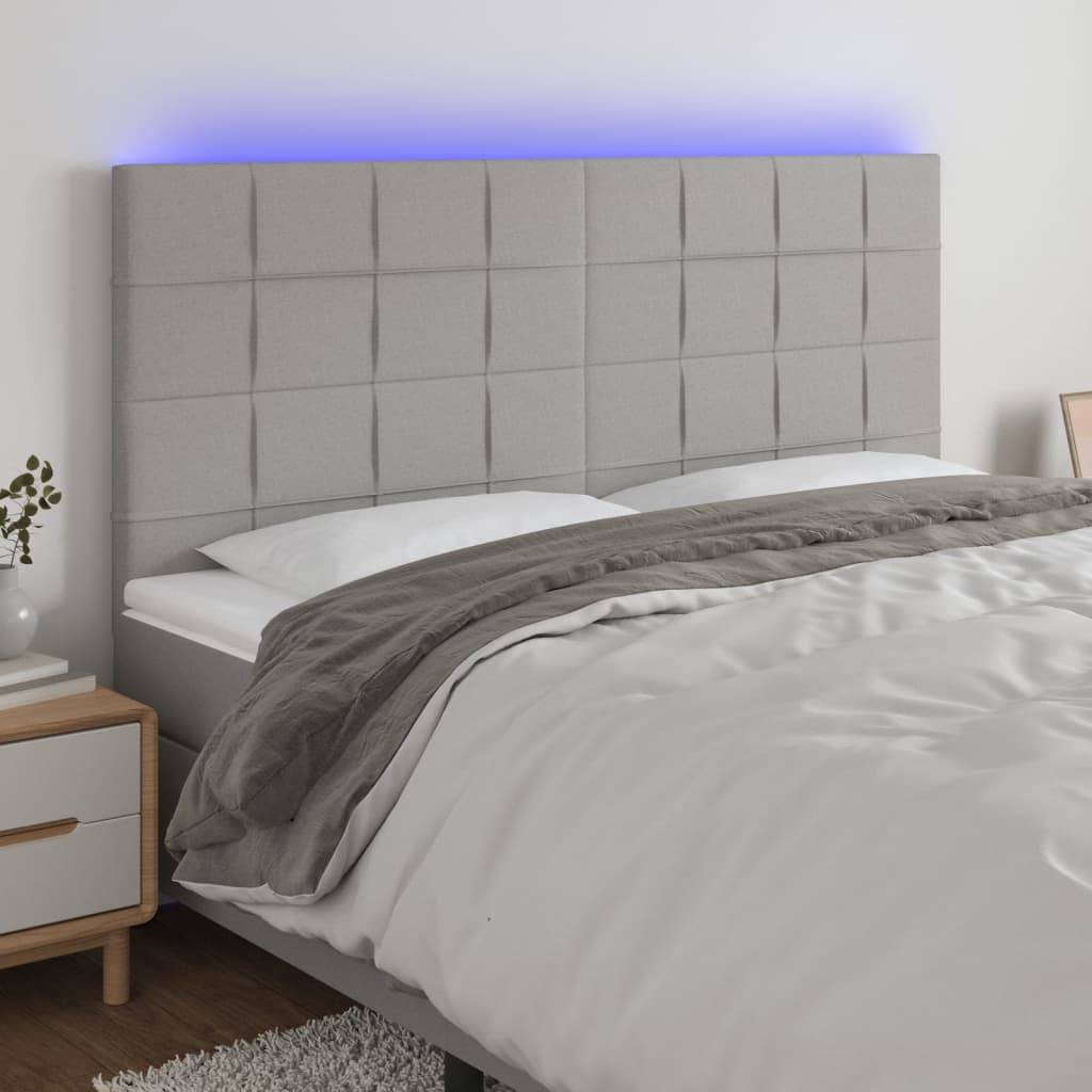 vidaXL LED Kopfteil Hellgrau 160x5x118/128 cm Stoff