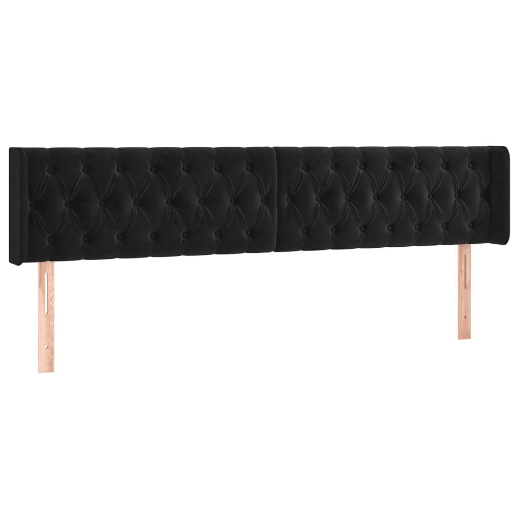 vidaXL LED Kopfteil Schwarz 183x16x78/88 cm Samt
