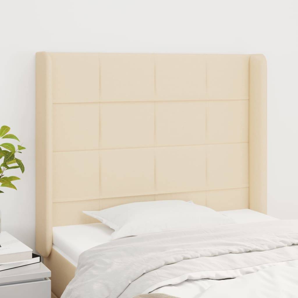 vidaXL Kopfteil mit Ohren Creme 103x16x118/128 cm Stoff