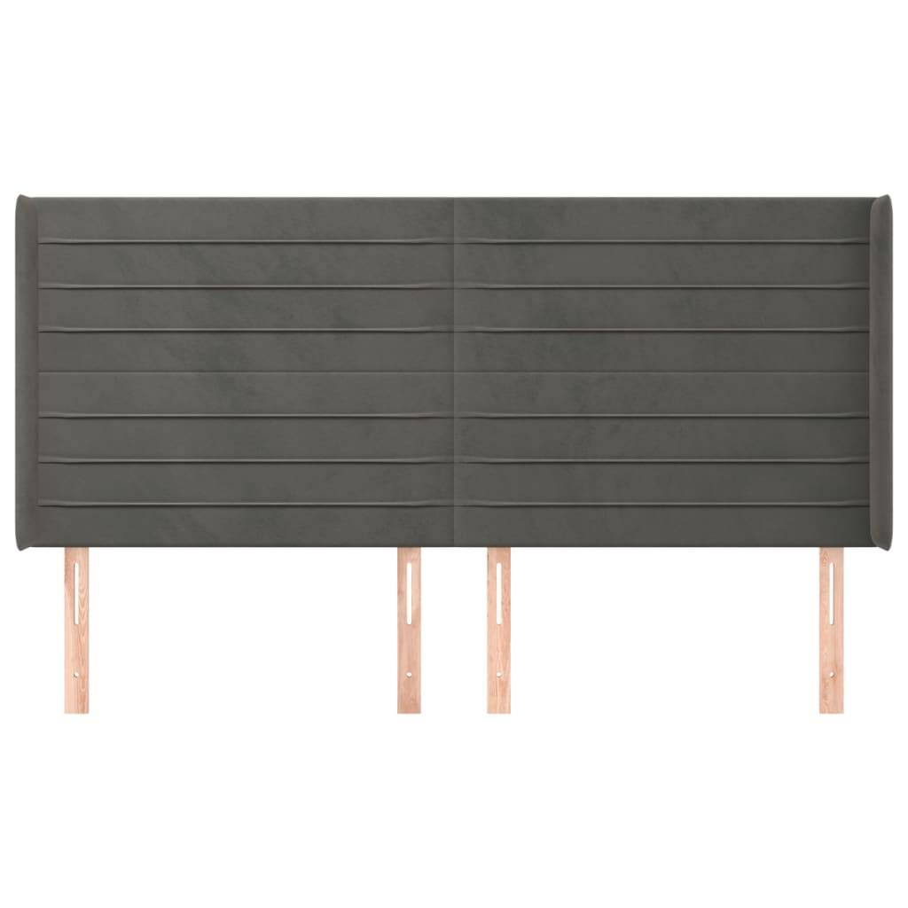 vidaXL Kopfteil mit Ohren Dunkelgrau 163x16x118/128 cm Samt