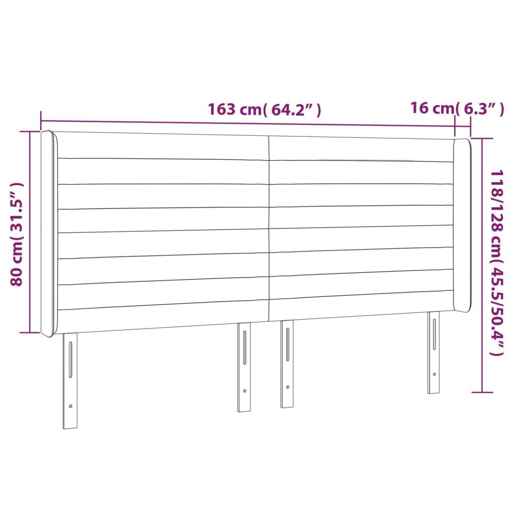 vidaXL Kopfteil mit Ohren Dunkelgrau 163x16x118/128 cm Samt