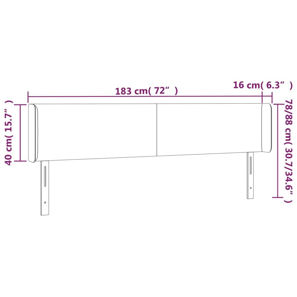 vidaXL LED Kopfteil Hellgrau 183x16x78/88 cm Samt