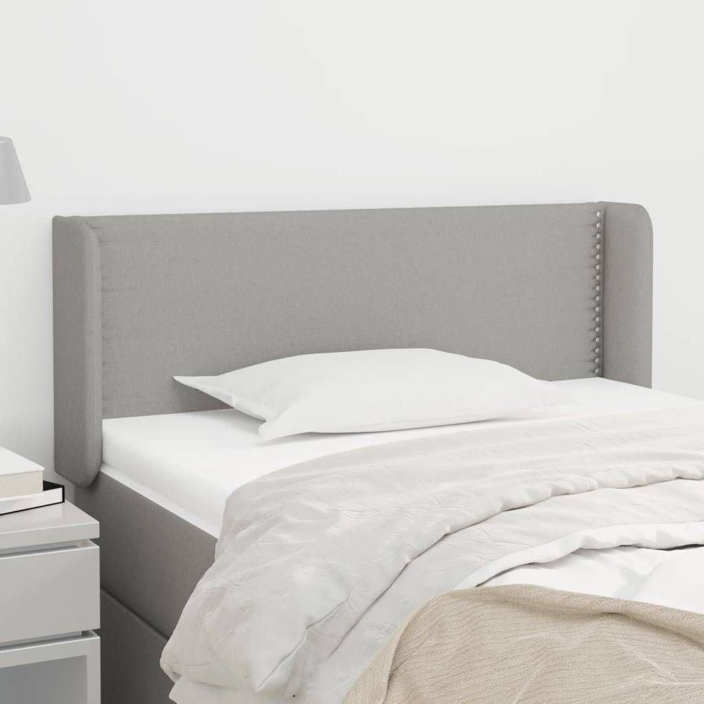 vidaXL Kopfteil mit Ohren Hellgrau 93x16x78/88 cm Stoff