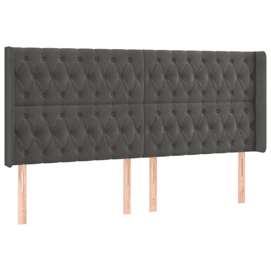 vidaXL LED Kopfteil Dunkelgrau 183x16x118/128 cm Samt
