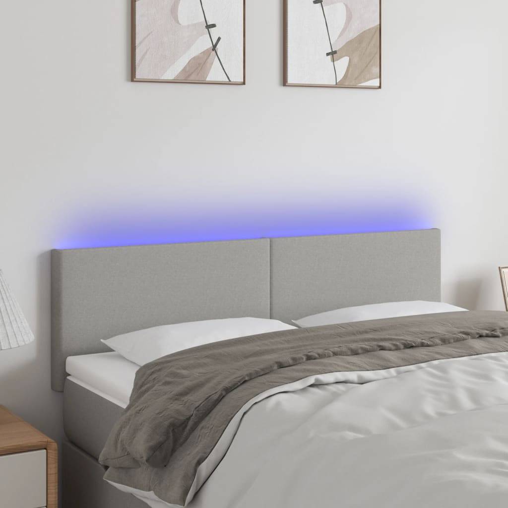 vidaXL LED Kopfteil Hellgrau 144x5x78/88 cm Stoff
