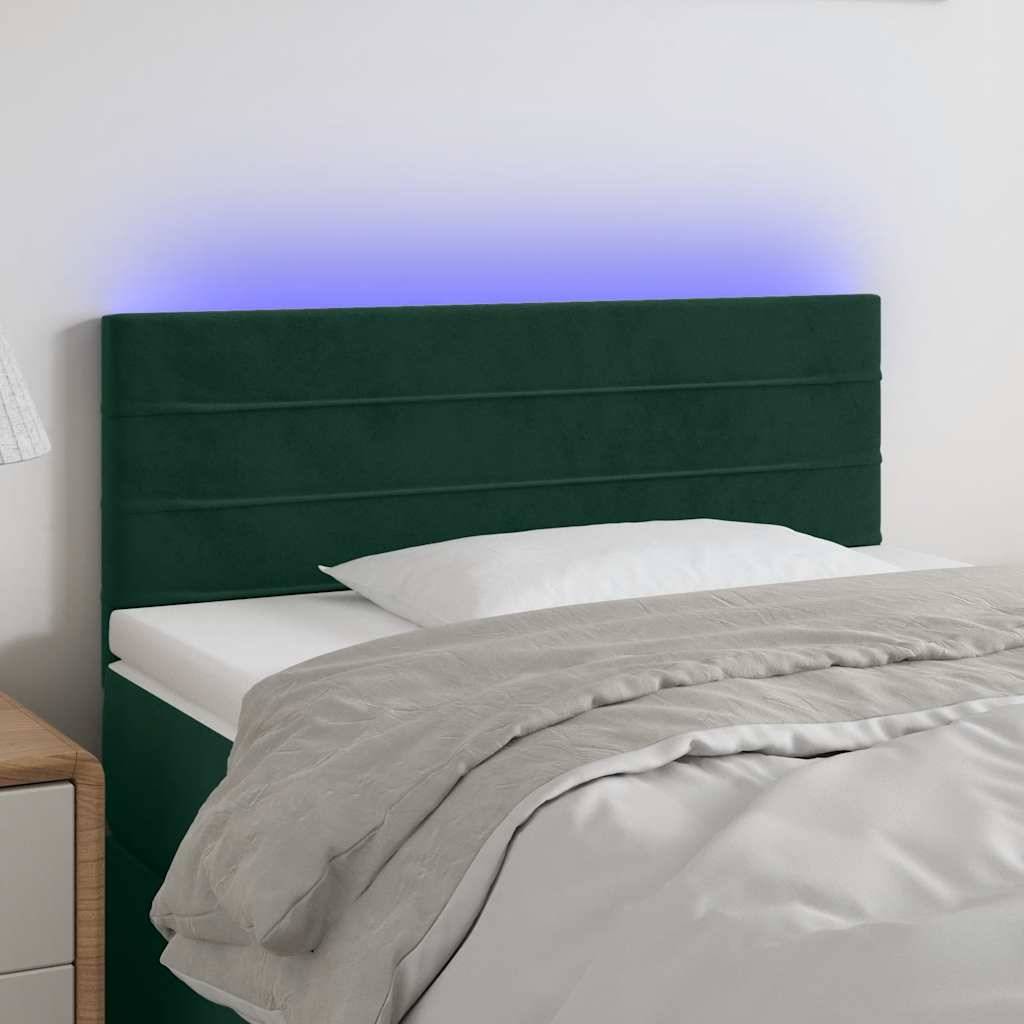 vidaXL LED Kopfteil Dunkelgrün 90x5x78/88 cm Samt