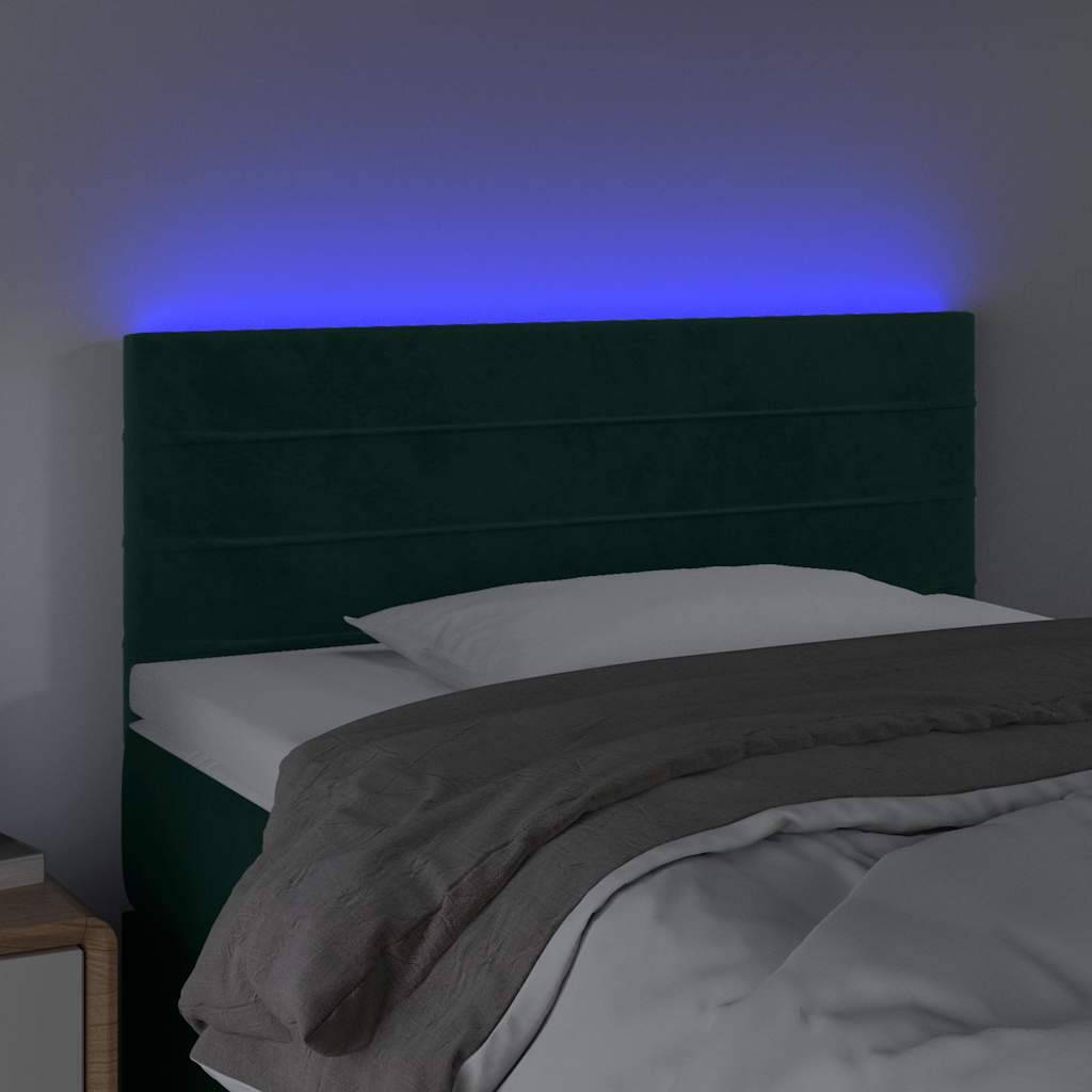 vidaXL LED Kopfteil Dunkelgrün 90x5x78/88 cm Samt