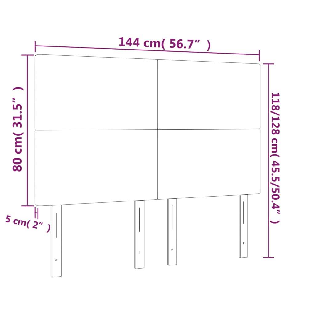 vidaXL LED Kopfteil Schwarz 144x5x118/128 cm Stoff