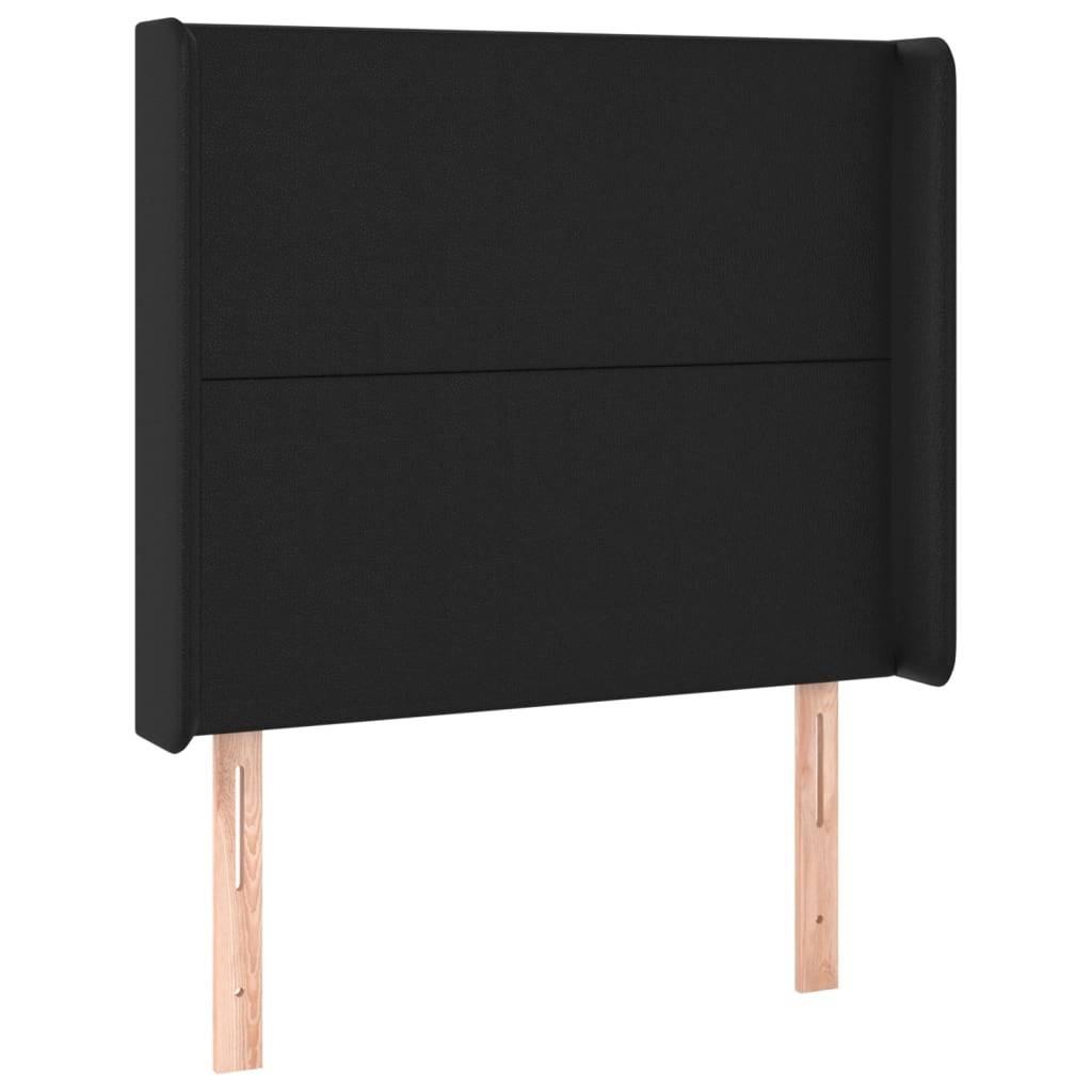 vidaXL Kopfteil mit Ohren Schwarz 103x16x118/128 cm Kunstleder