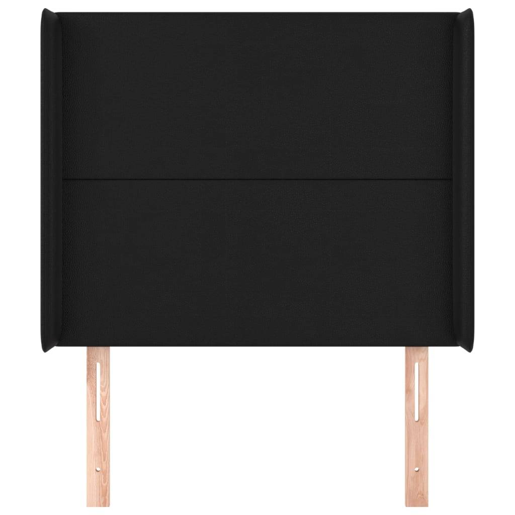 vidaXL Kopfteil mit Ohren Schwarz 103x16x118/128 cm Kunstleder