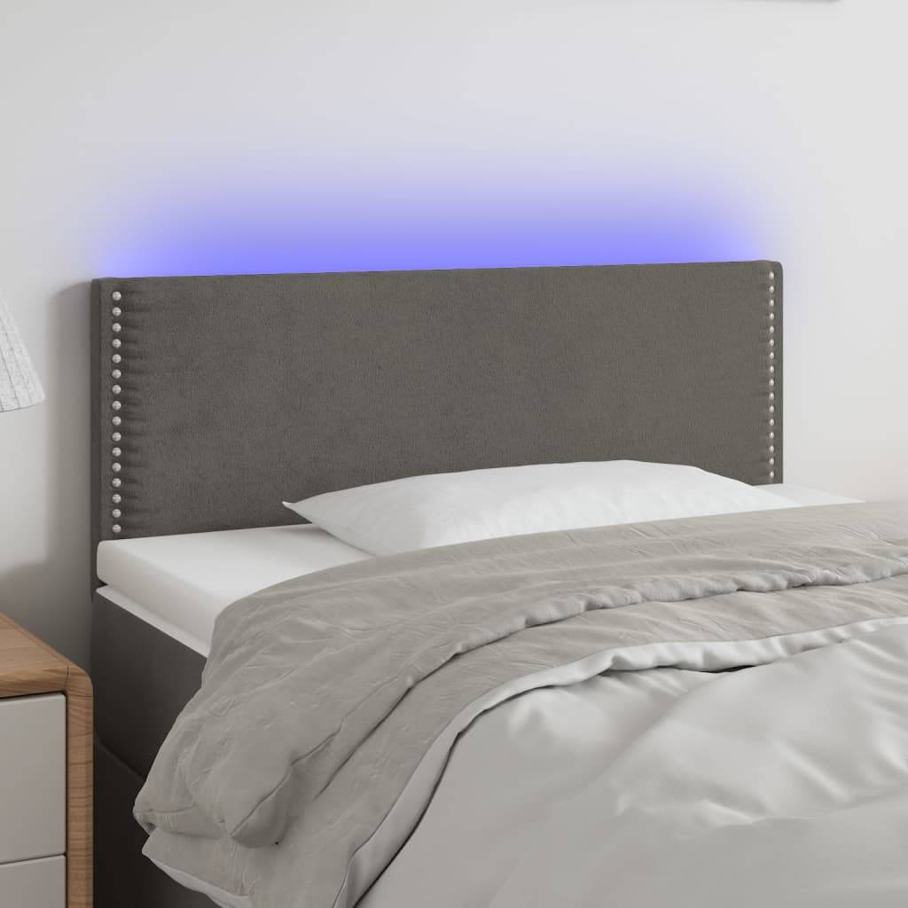 vidaXL LED Kopfteil Dunkelgrau 90x5x78/88 cm Samt