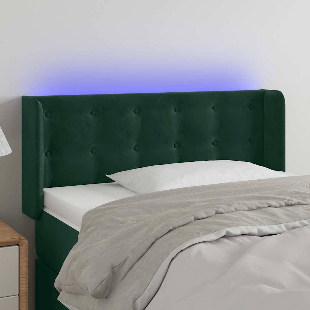 vidaXL LED Kopfteil Dunkelgrün 83x16x78/88 cm Samt