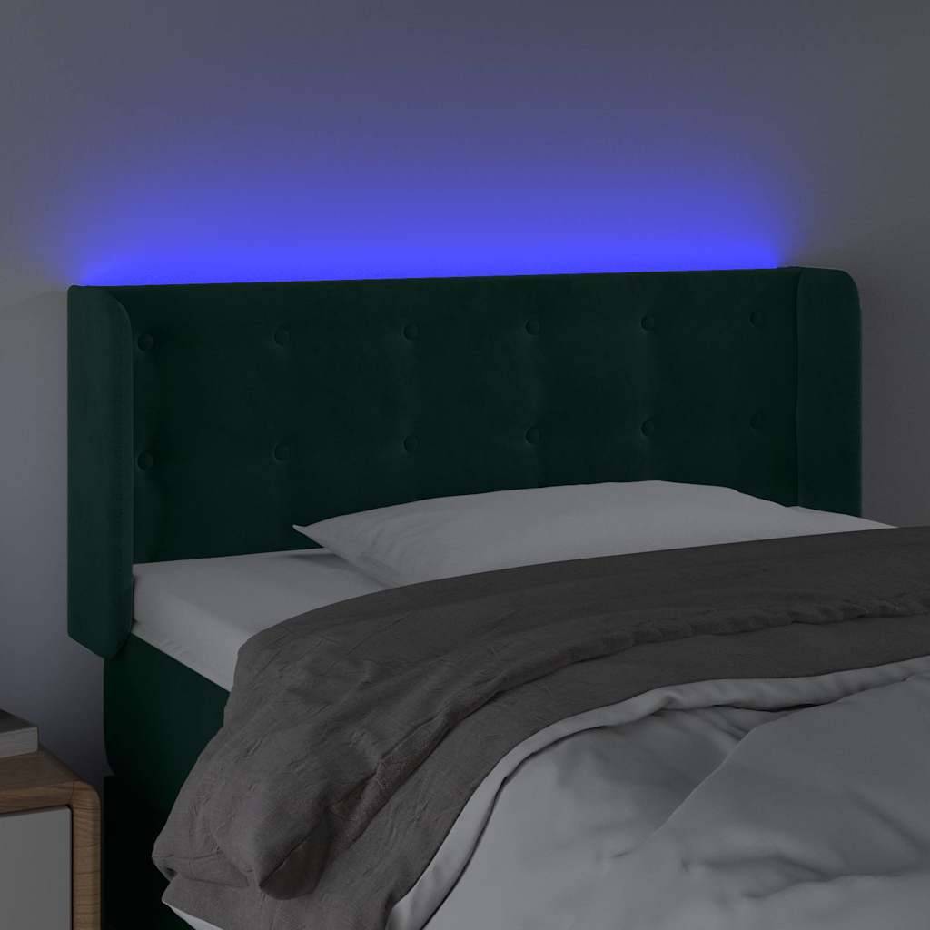 vidaXL LED Kopfteil Dunkelgrün 83x16x78/88 cm Samt