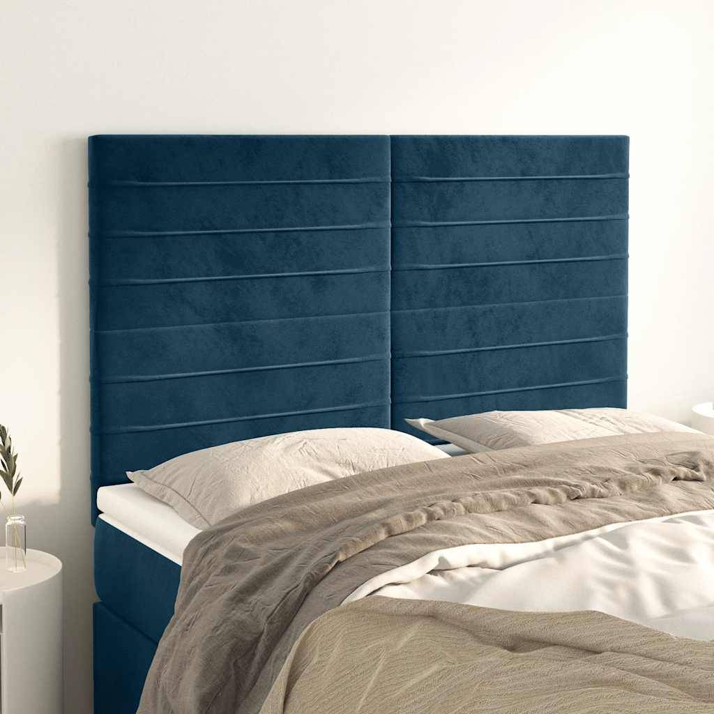 vidaXL Kopfteile 4 Stk. Dunkelblau 72x5x78/88 cm Samt