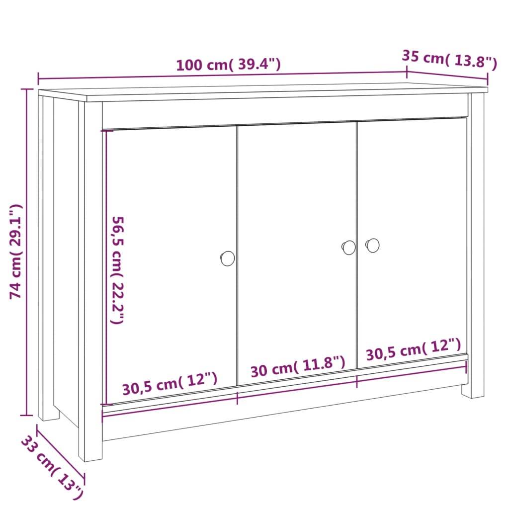 vidaXL Sideboard Weiß 100x35x74 cm Massivholz Kiefer