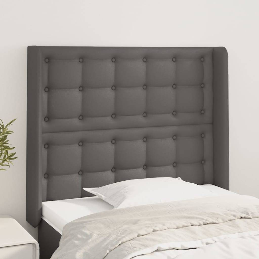 vidaXL Kopfteil mit Ohren Grau 93x16x118/128 cm Kunstleder