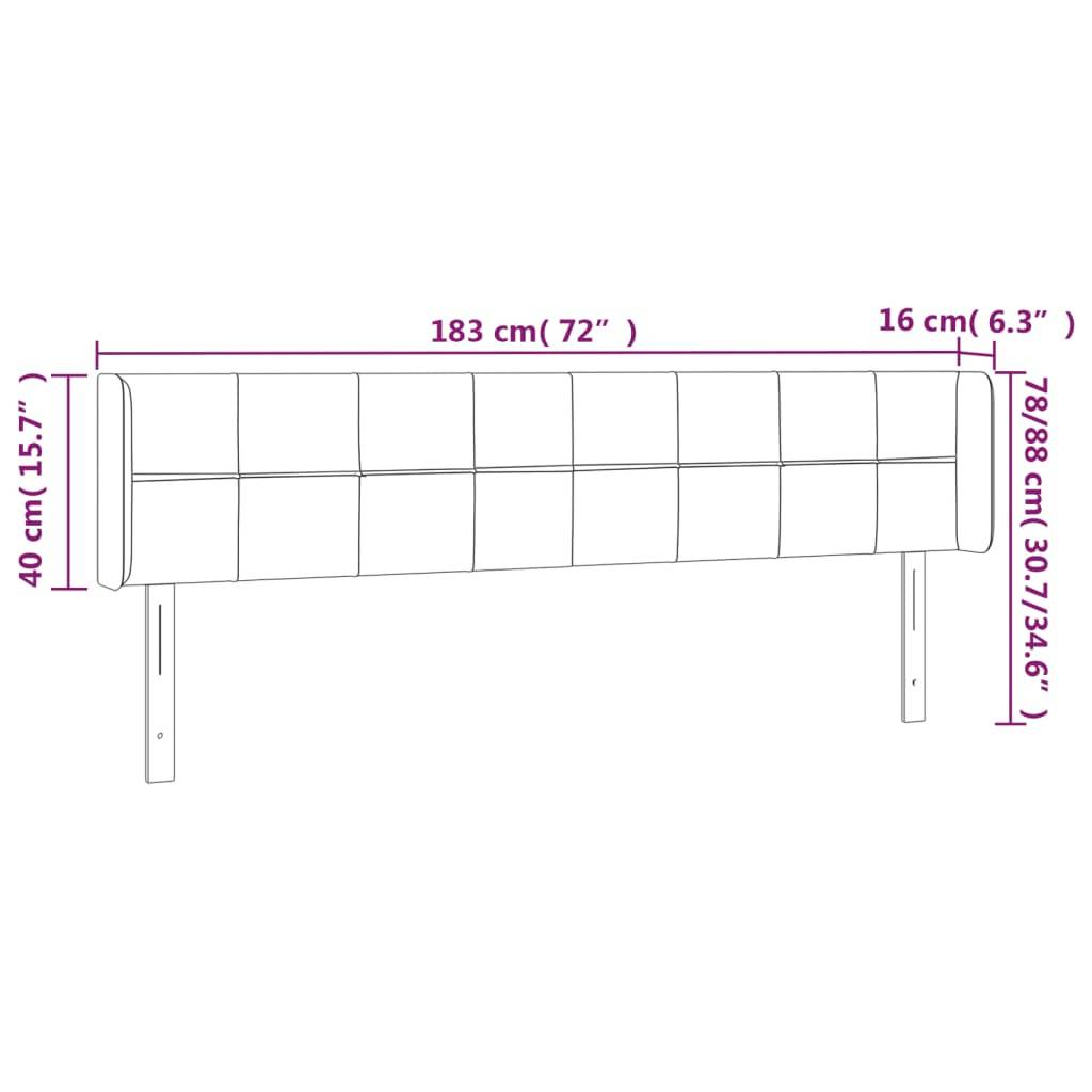 vidaXL LED Kopfteil Dunkelgrau 183x16x78/88 cm Samt