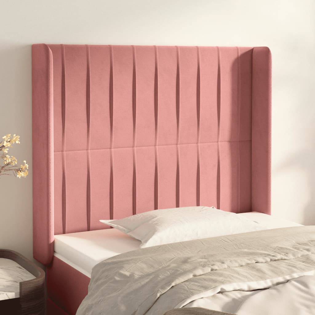 vidaXL Kopfteil mit Ohren Rosa 103x16x118/128 cm Samt