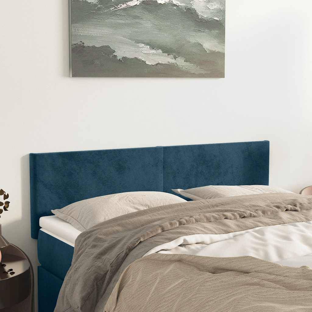 vidaXL Kopfteile 2 Stk. Dunkelblau 72x5x78/88 cm Samt