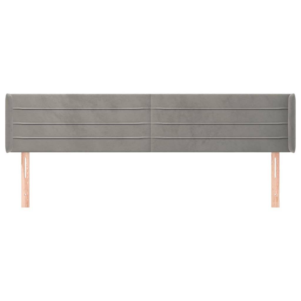 vidaXL Kopfteil mit Ohren Hellgrau 163x16x78/88 cm Samt