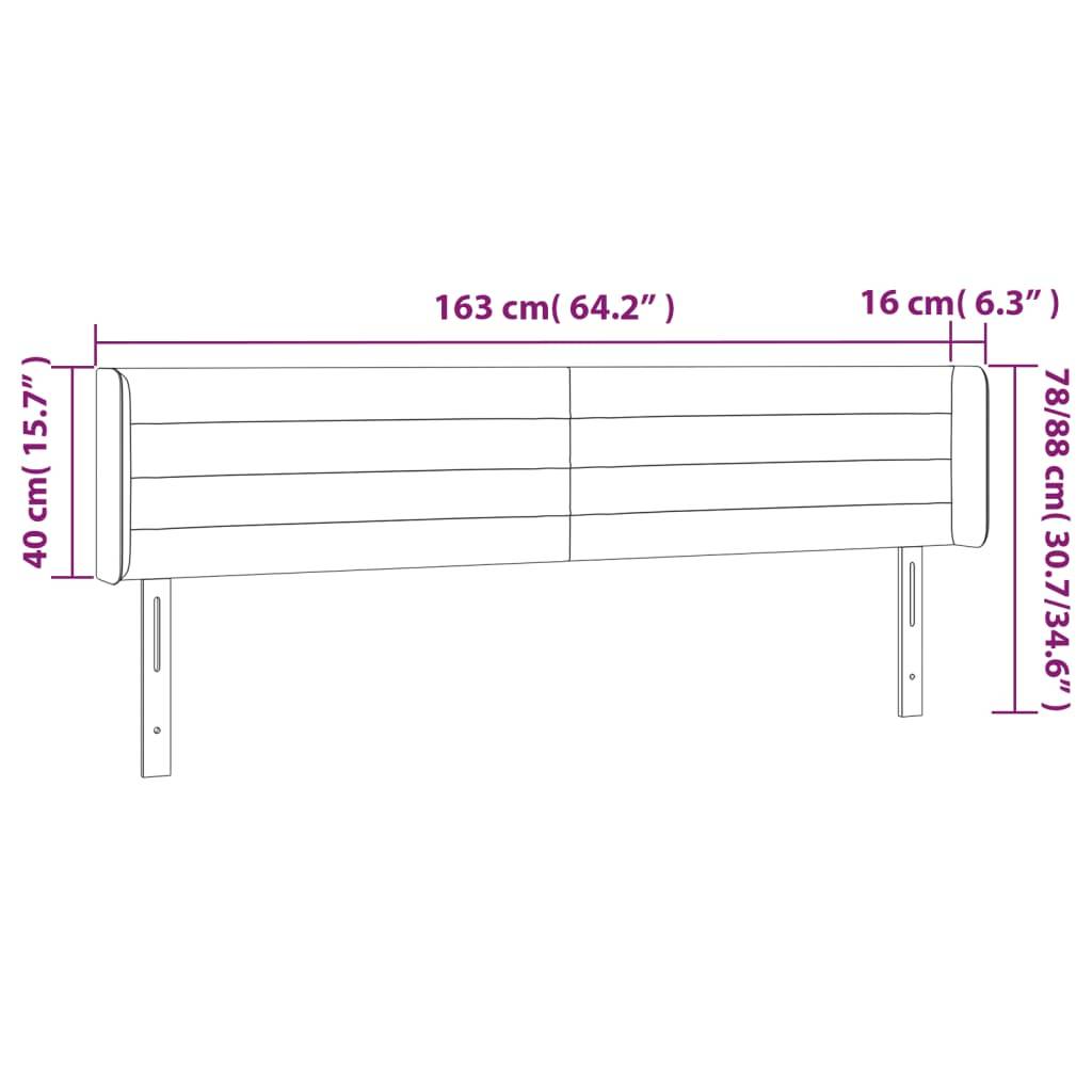 vidaXL Kopfteil mit Ohren Hellgrau 163x16x78/88 cm Samt