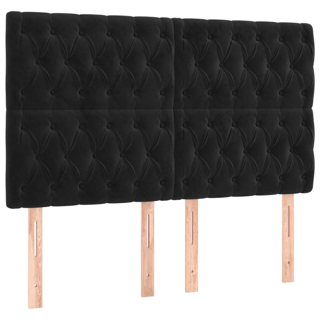 vidaXL LED Kopfteil Schwarz 160x7x118/128 cm Samt