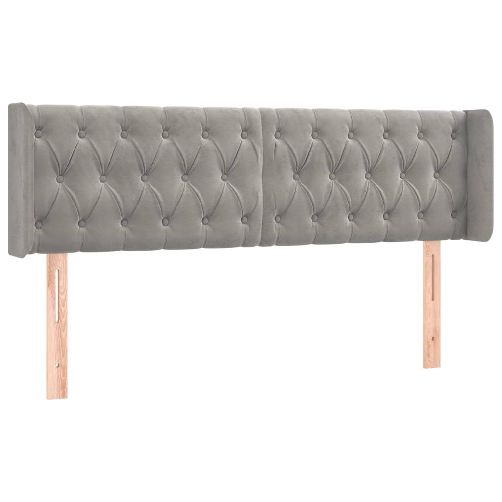 vidaXL Kopfteil mit Ohren Hellgrau 147x16x78/88 cm Samt