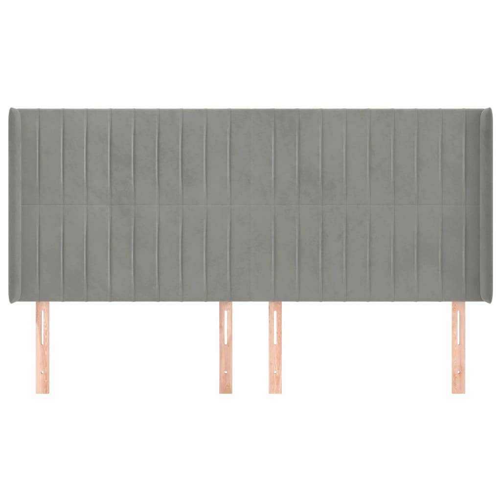 vidaXL Kopfteil mit Ohren Hellgrau 203x16x118/128 cm Samt