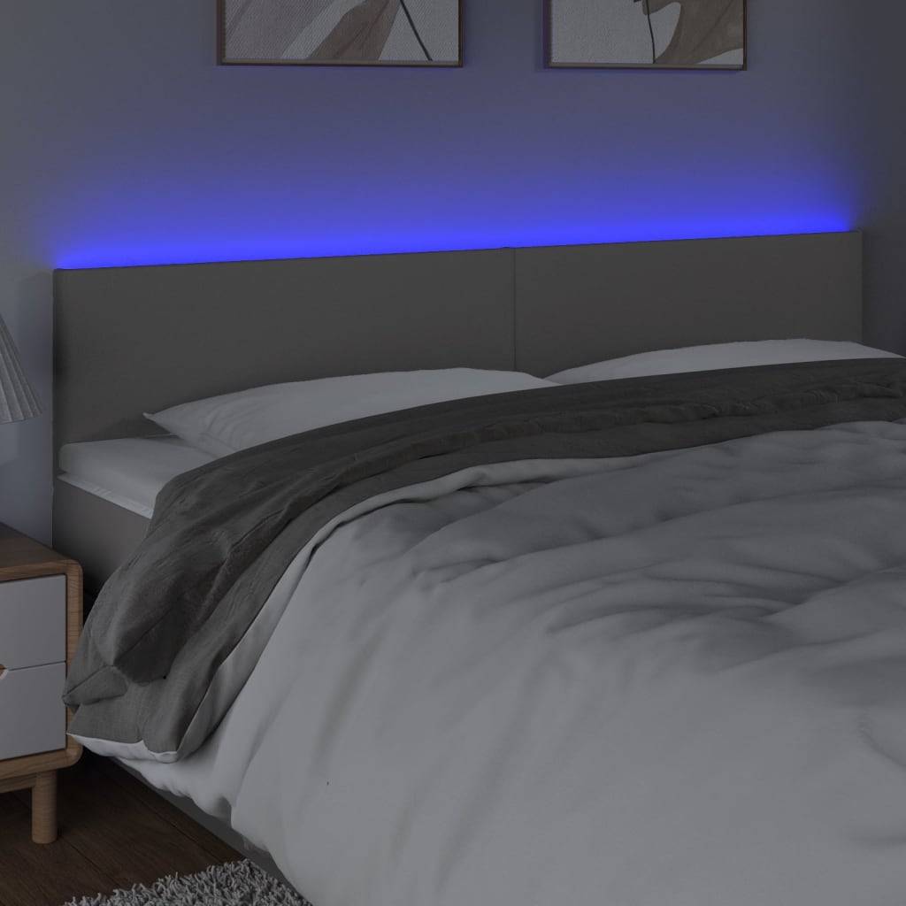 vidaXL LED Kopfteil Grau 180x5x78/88 cm Kunstleder