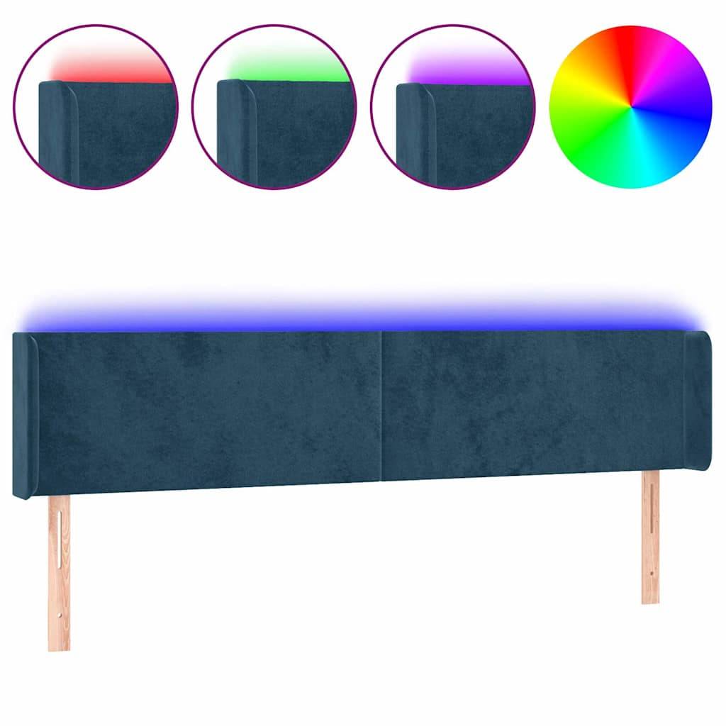 vidaXL LED Kopfteil Dunkelblau 183x16x78/88 cm Samt