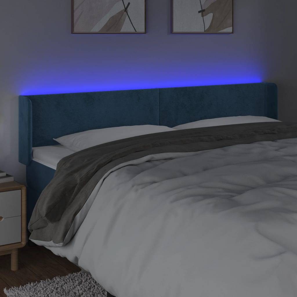 vidaXL LED Kopfteil Dunkelblau 183x16x78/88 cm Samt