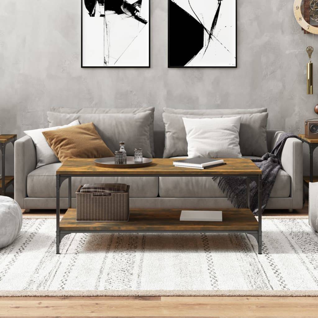 vidaXL Couchtisch Räuchereiche 100x50x40 cm Holzwerkstoff