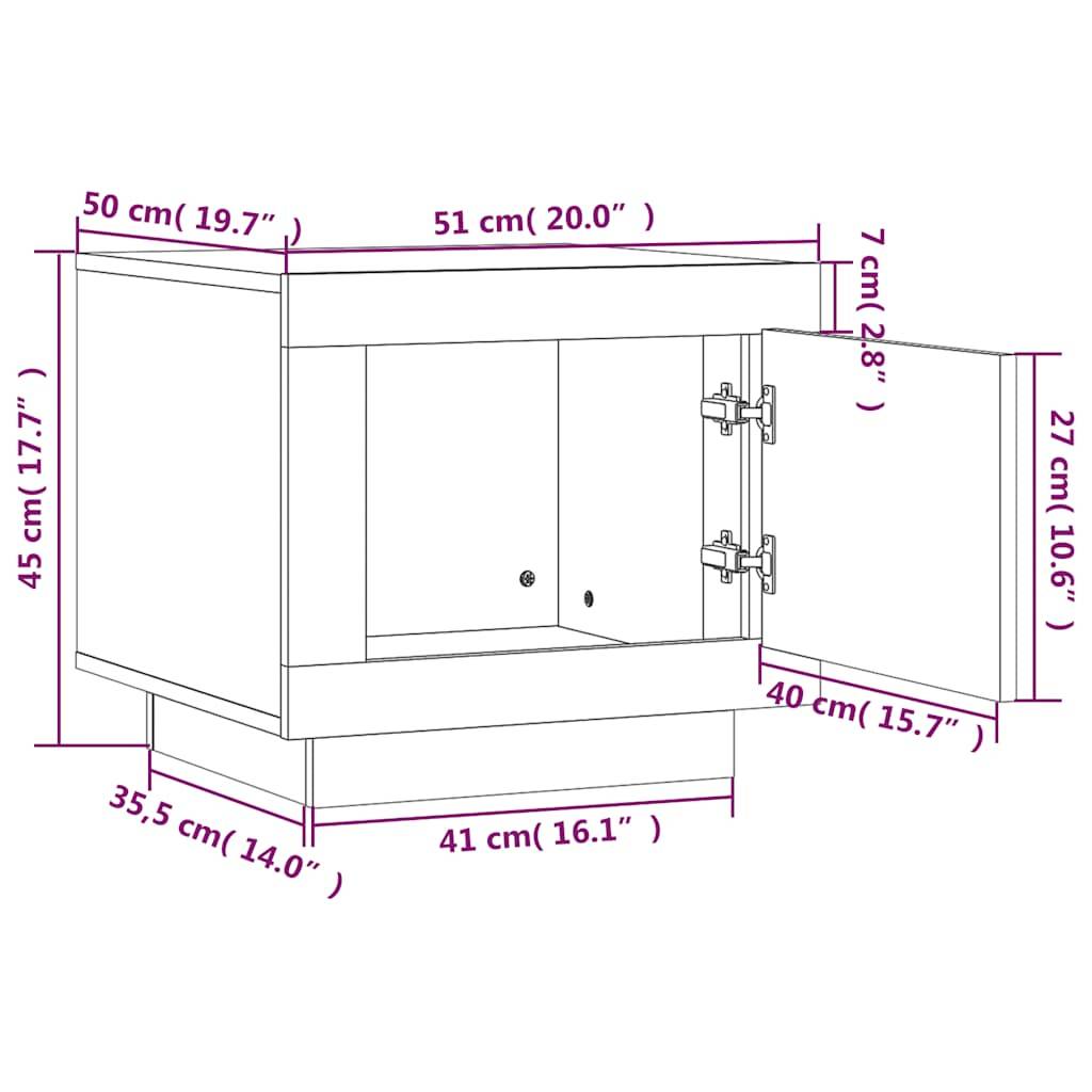 vidaXL Couchtisch Grau Sonoma 51x50x45 cm Holzwerkstoff
