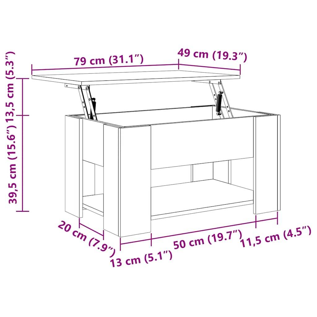 vidaXL Couchtisch Räuchereiche 79x49x41 cm Holzwerkstoff