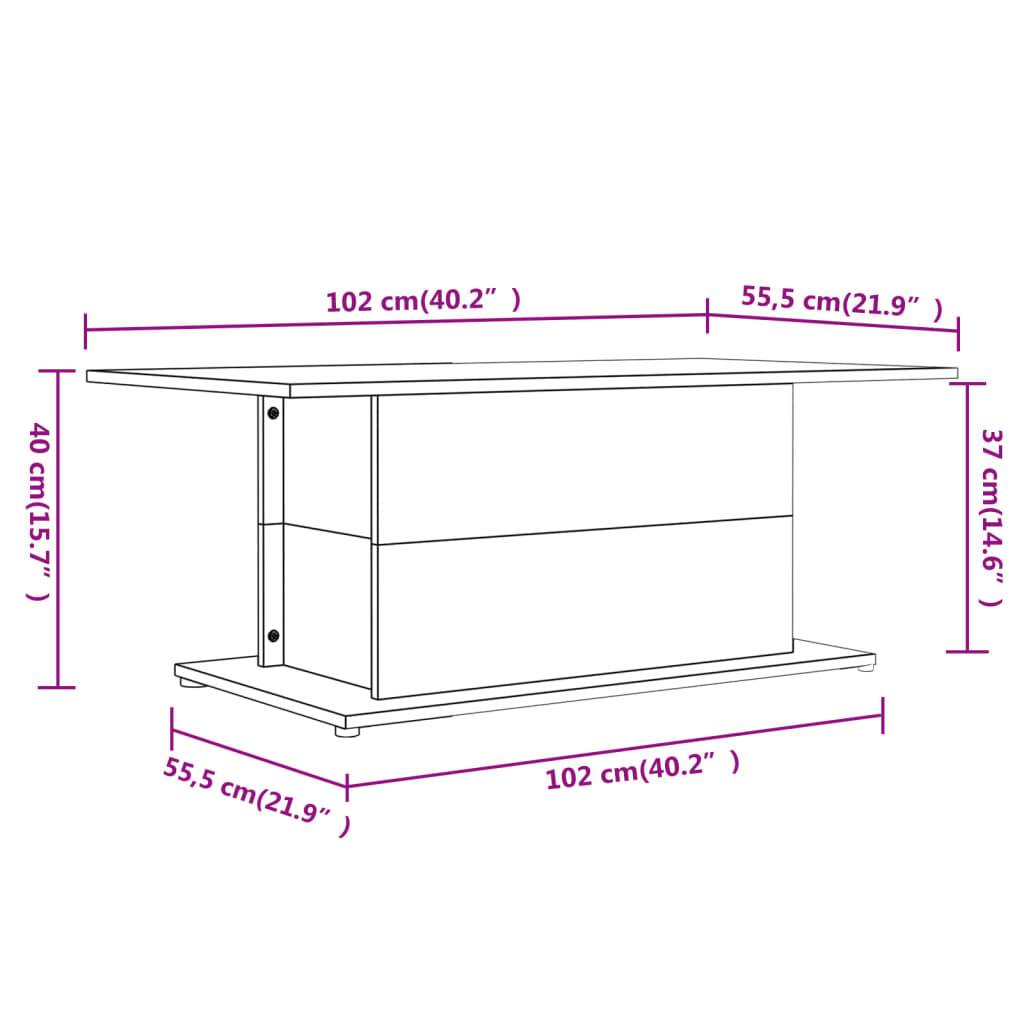 vidaXL Couchtisch Braun Eiche 102x55,5x40 cm Holzwerkstoff